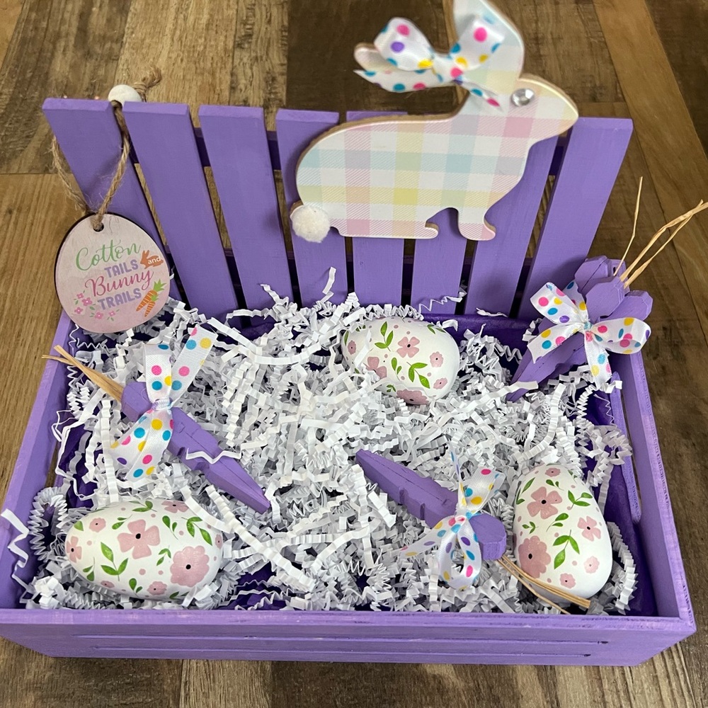 Purple Easter Bunny Decorative Basket